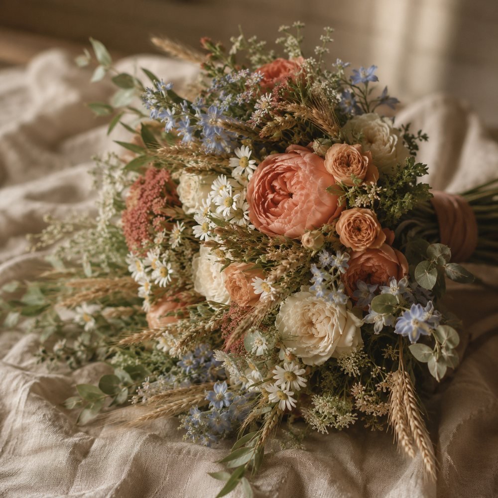 Photo : bouquet de mariage champêtre