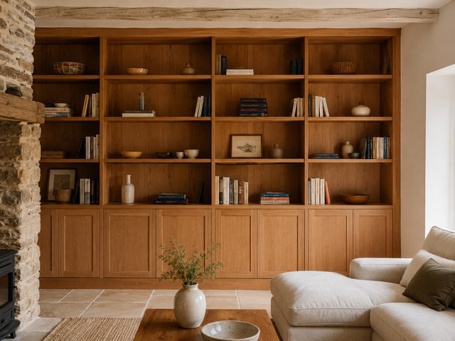 Bibliothèque sur mesure, après pose, Plourivo