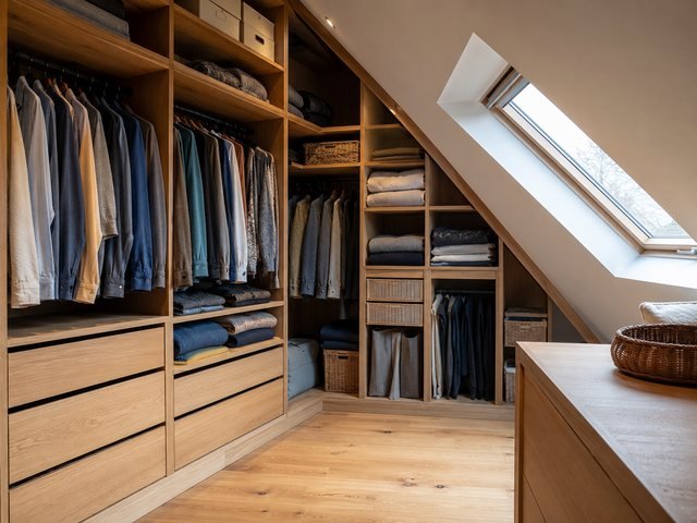 Dressing sur mesure sous pente, après pose, Tréguier