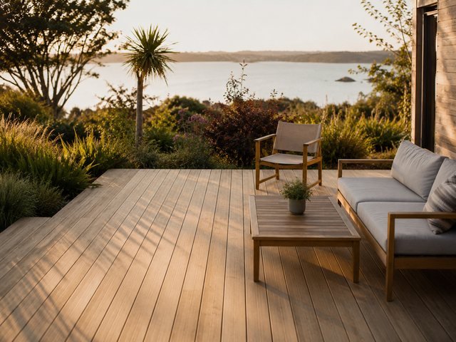 Terrasse en bois, après pose, Lézardrieux